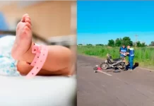 Sigue en estado “crítico” beba que cayó de moto: de los cuatro ocupantes solo uno llevaba casco