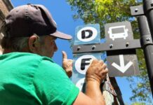 Transporte urbano: trabajan en la demarcación y señalización horizontal