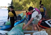 Alumnos de la Ecenaa realizaron otra jornada de limpieza en el río Paraná